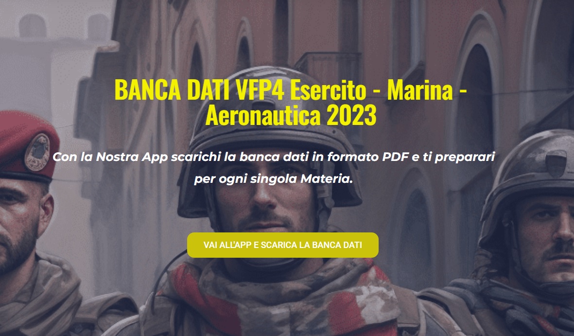 Banca Dati PDF Concorso VFP4 Esercito Marina Aeronatica Militare 2023 Preparazione Forze